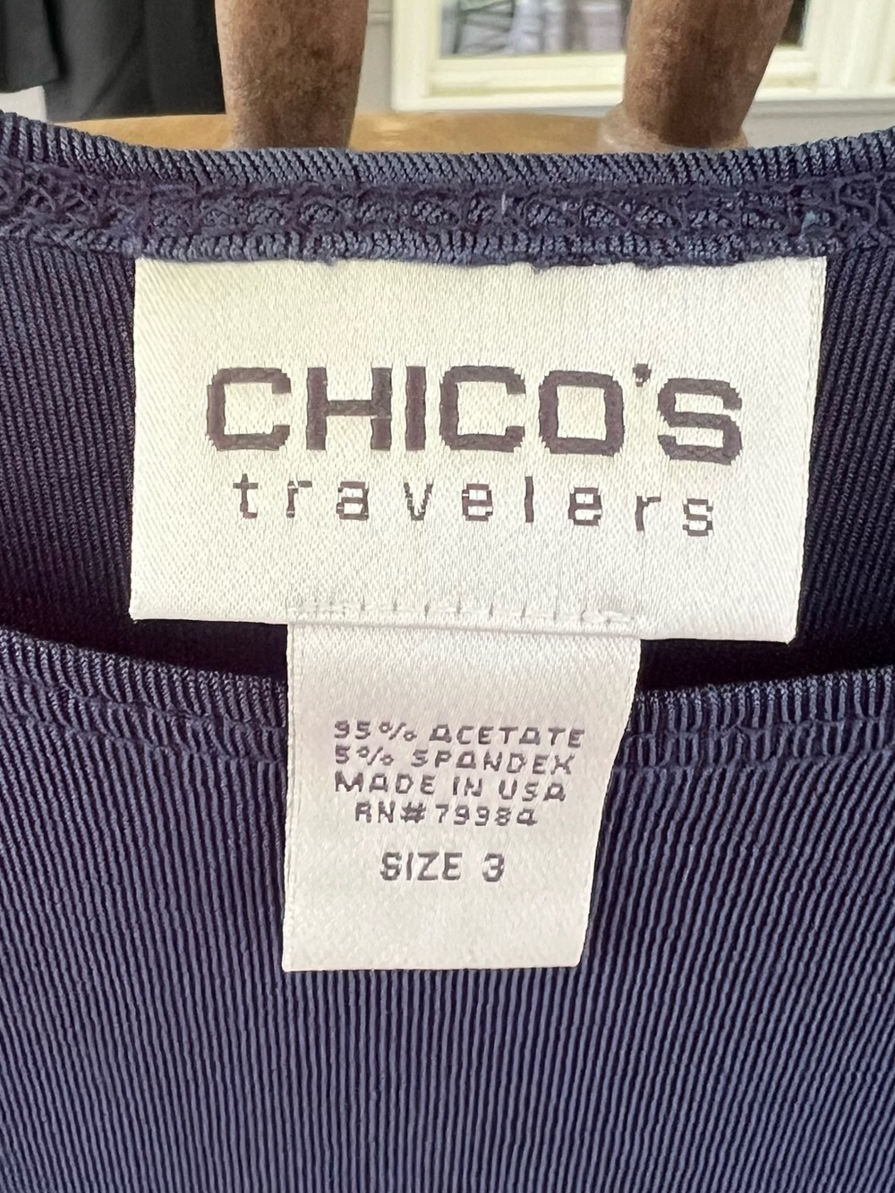 Chico's Travelers Navy Blue Slinky Scoop Neck Tank Top Size 3 XL - Picture 2 of 9